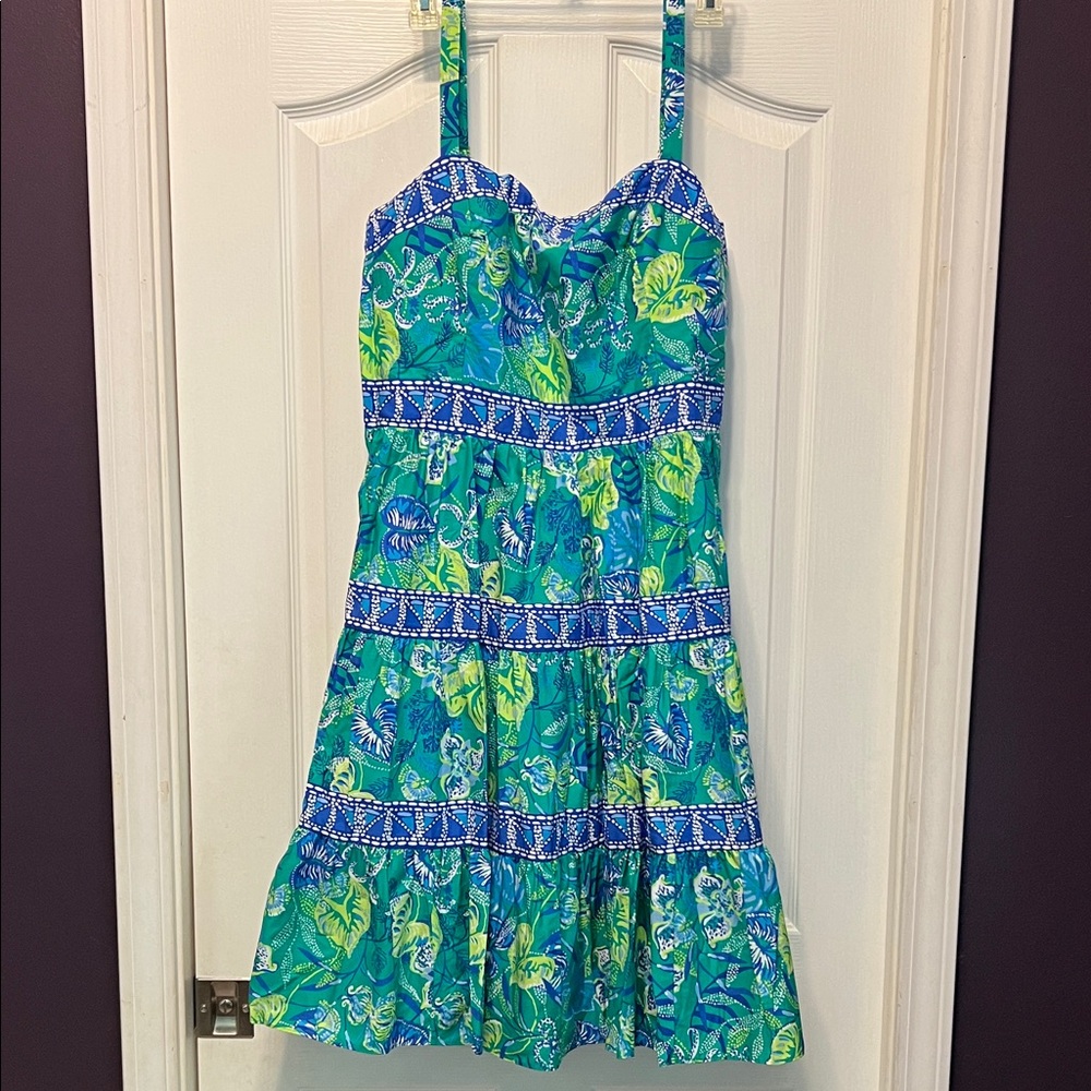 NWOT Lilly Pulitzer Green and Blue Patterned Dress